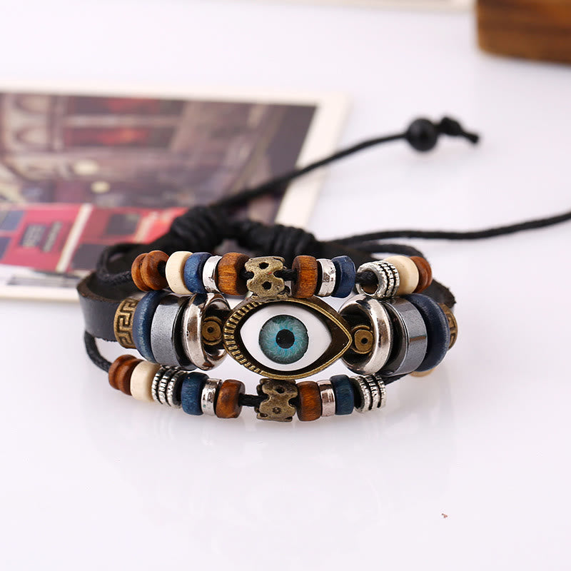 Buddha Stones Tibetan Evil Eye Leather Adjustable Protection Bracelet - image 2