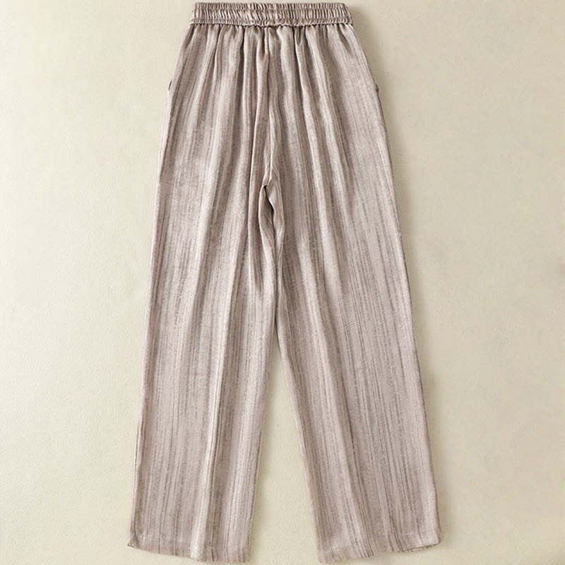 Buddha Stones Artistic Casual Vertical Lines Pattern Drawstring Ankle-length Women's Pants With Pockets - image 19