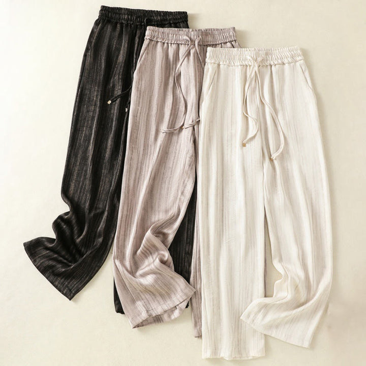 Buddha Stones Artistic Casual Vertical Lines Pattern Drawstring Ankle-length Women's Pants With Pockets - image 24