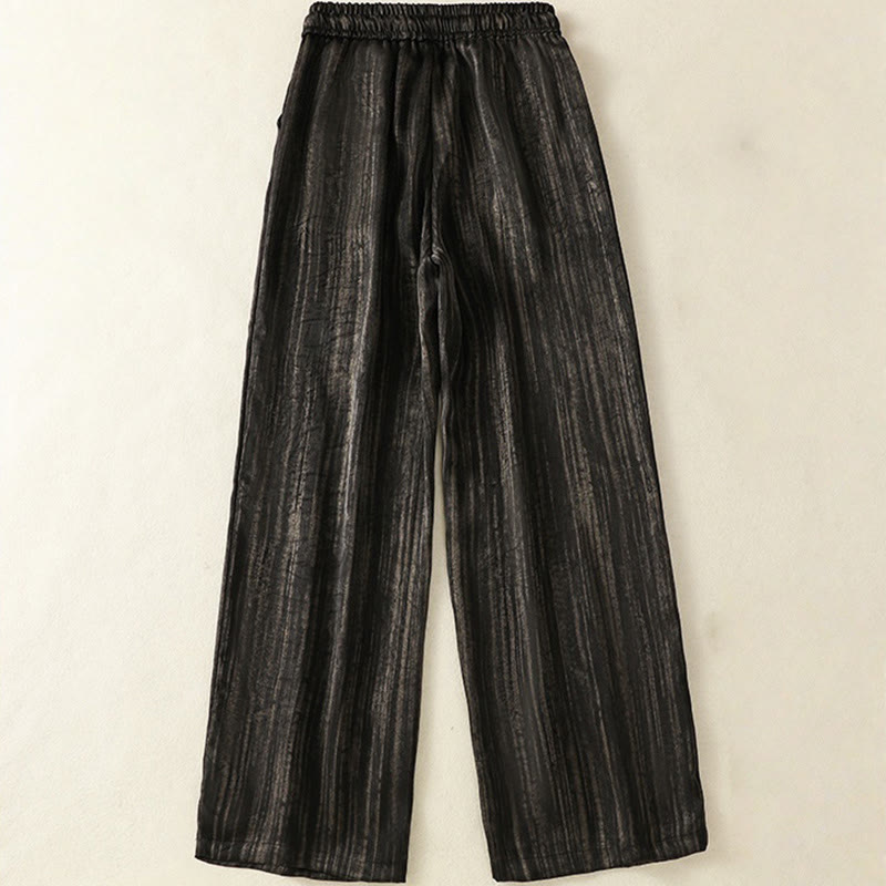 Buddha Stones Artistic Casual Vertical Lines Pattern Drawstring Ankle-length Women's Pants With Pockets - image 10