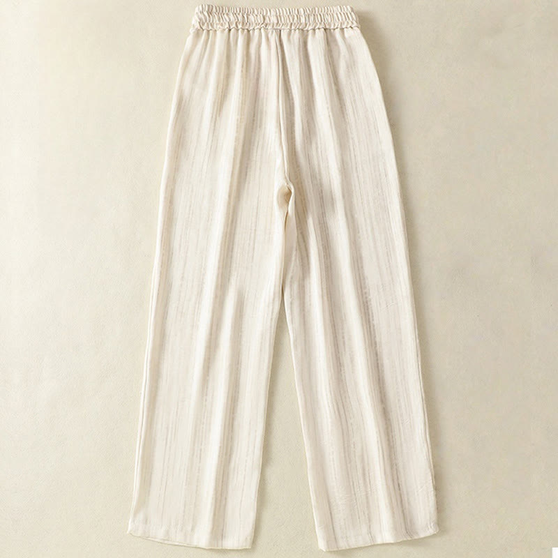 Buddha Stones Artistic Casual Vertical Lines Pattern Drawstring Ankle-length Women's Pants With Pockets - image 2