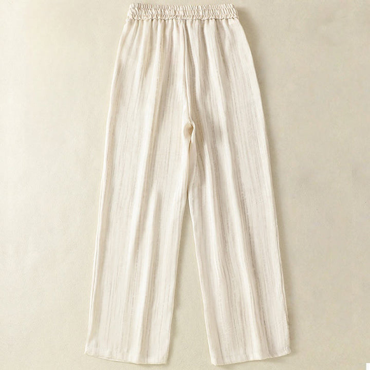 Buddha Stones Artistic Casual Vertical Lines Pattern Drawstring Ankle-length Women's Pants With Pockets - image 2