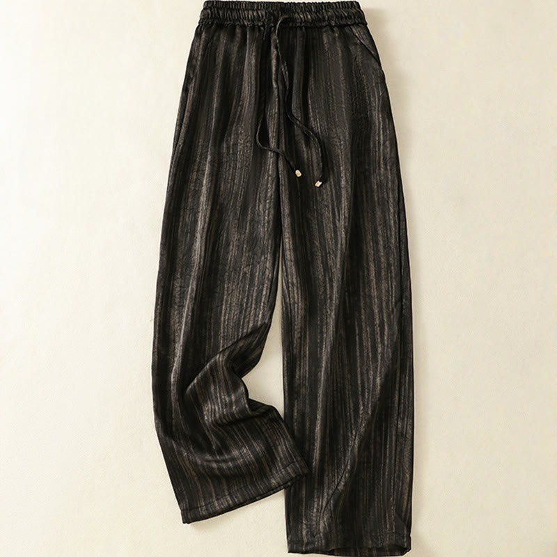 Buddha Stones Artistic Casual Vertical Lines Pattern Drawstring Ankle-length Women's Pants With Pockets - Black - US8-10，UK/AU12-14，EU40-42 (2XL) - image 10