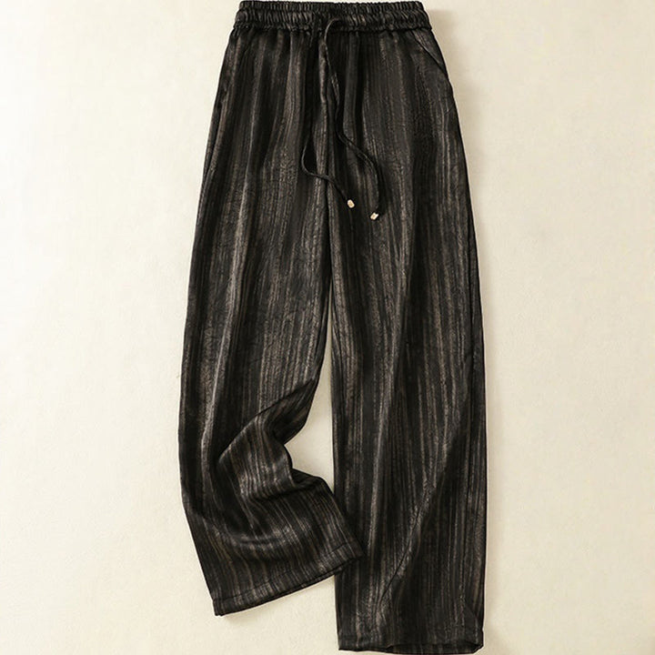 Buddha Stones Artistic Casual Vertical Lines Pattern Drawstring Ankle-length Women's Pants With Pockets - Black - US8-10，UK/AU12-14，EU40-42 (2XL) - image 10