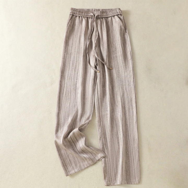 Buddha Stones Artistic Casual Vertical Lines Pattern Drawstring Ankle-length Women's Pants With Pockets - RosyBrown - US8-10，UK/AU12-14，EU40-42 (2XL) - image 18