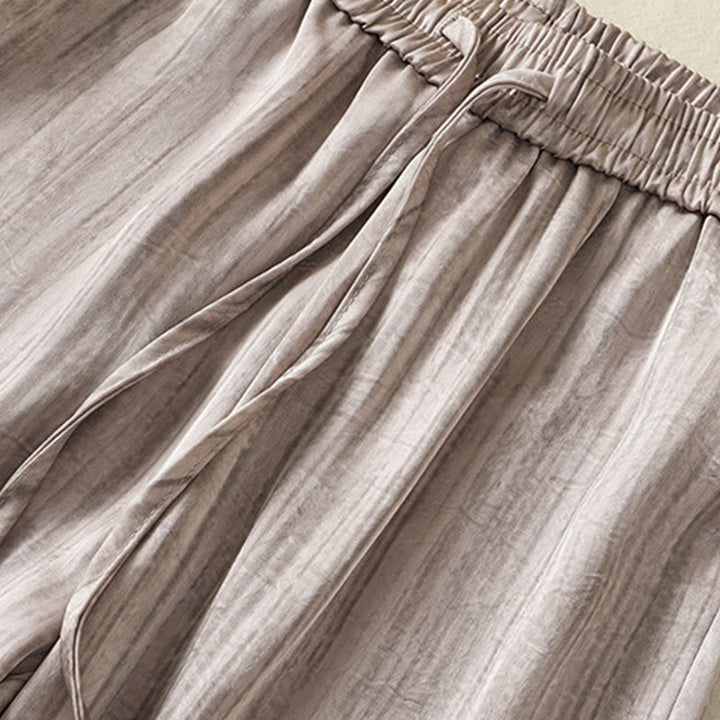 Buddha Stones Artistic Casual Vertical Lines Pattern Drawstring Ankle-length Women's Pants With Pockets - image 20