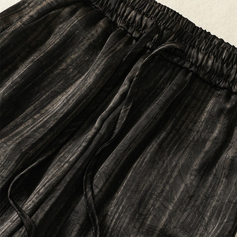 Buddha Stones Artistic Casual Vertical Lines Pattern Drawstring Ankle-length Women's Pants With Pockets - image 13