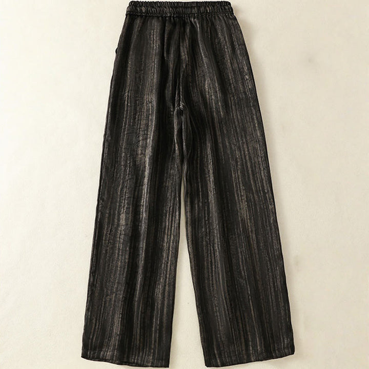 Buddha Stones Artistic Casual Vertical Lines Pattern Drawstring Ankle-length Women's Pants With Pockets - image 11