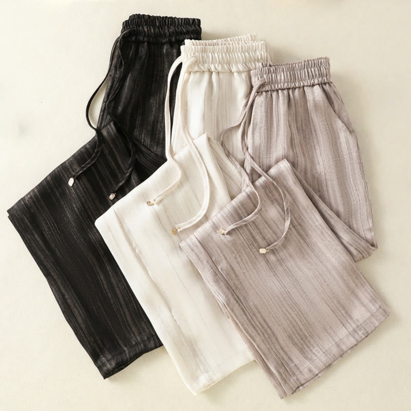 Buddha Stones Artistic Casual Vertical Lines Pattern Drawstring Ankle-length Women's Pants With Pockets - image 25