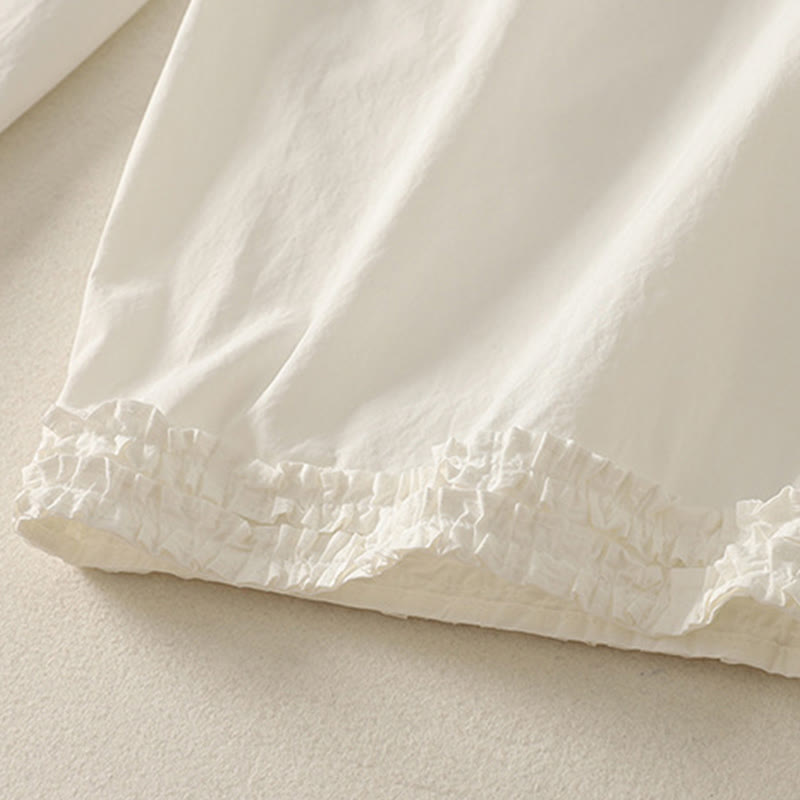 Buddha Stones Casual Ruffle Hem Patchwork Design Drawstring Ankle-length Women's Cotton Pants With Pockets - image 11