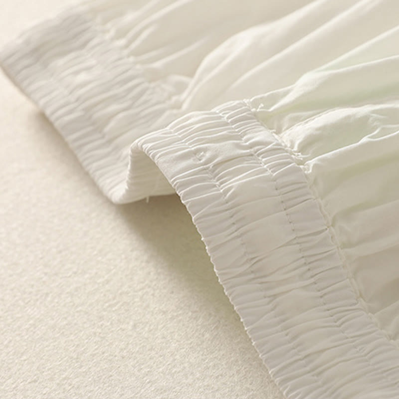 Buddha Stones Casual Ruffle Hem Patchwork Design Drawstring Ankle-length Women's Cotton Pants With Pockets - image 10