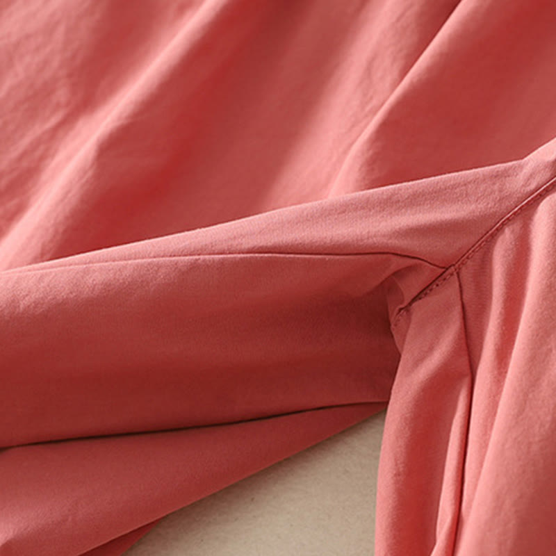 Buddha Stones Casual Ruffle Hem Patchwork Design Drawstring Ankle-length Women's Cotton Pants With Pockets - image 3