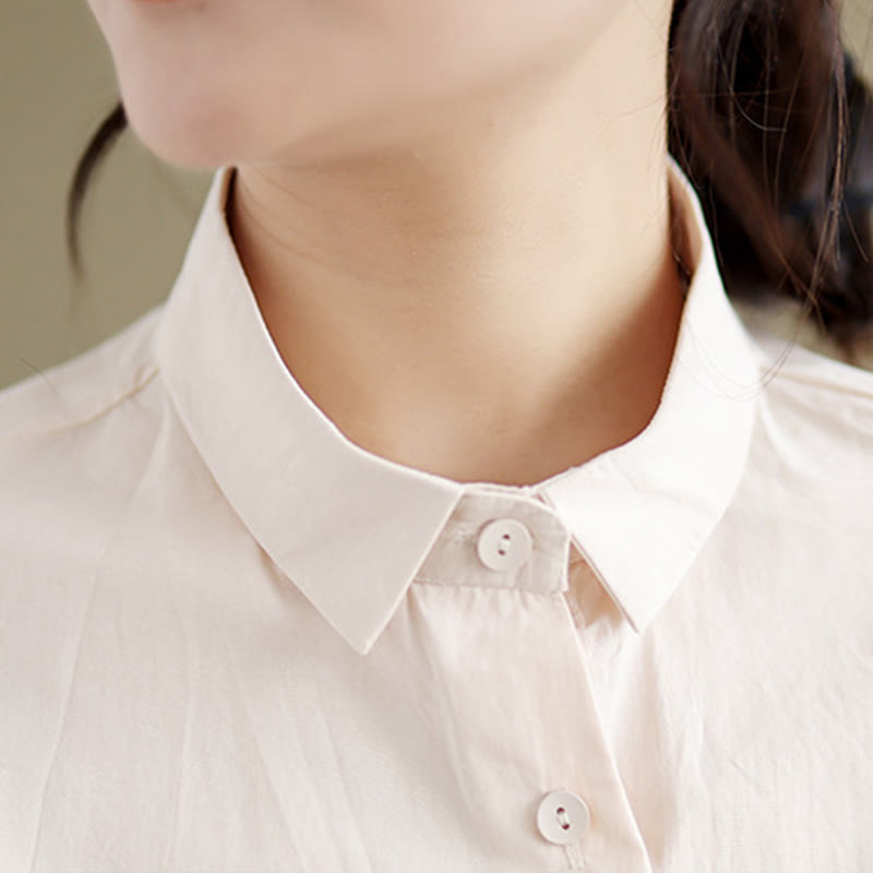 Buddha Stones Casual Women's Embroidered Jellyfish Pattern Stand Collar Buttons Design Half Sleeve Cotton Shirt - image 13