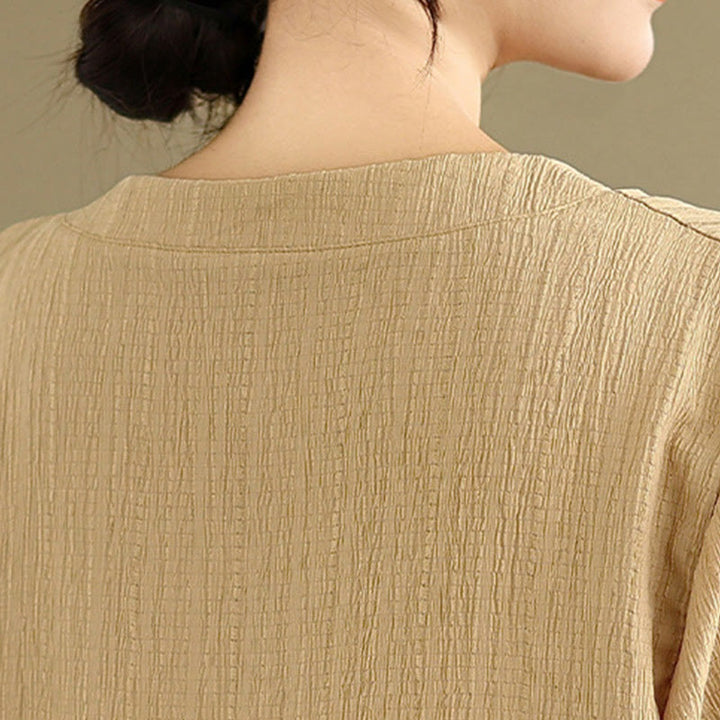 Buddha Stones Casual Plain Button V-Neck Women's Polyester Short Sleeve Shirt - image 8
