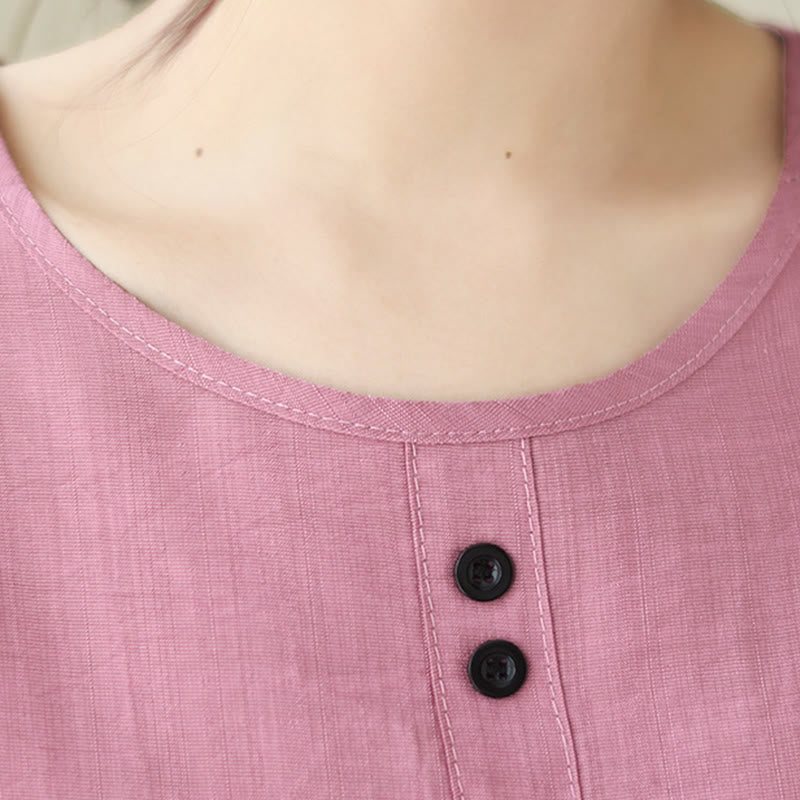 Buddha Stones Casual Summer Plain Crew Neck Women's Polyester Short Sleeve T-shirt - image 7