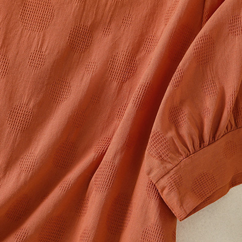 Buddha Stones Plain Crew Neck Design Women's Cotton Loose Short Sleeves Shirt - image 11