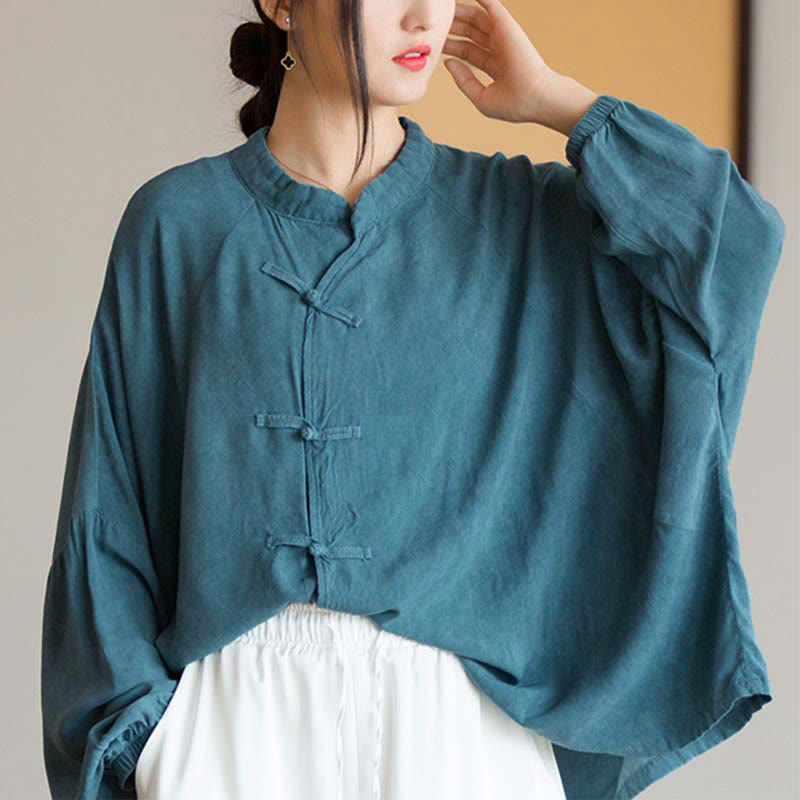 Buddha Stones Frog-Button Long Sleeve Shirt Zen Tai Chi Meditation Top Hanfu Clothing Jacket - image 2