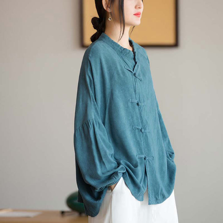 Buddha Stones Frog-Button Long Sleeve Shirt Zen Tai Chi Meditation Top Hanfu Clothing Jacket - image 8