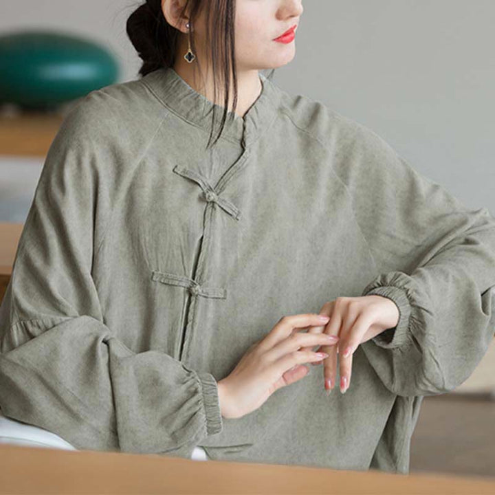 Buddha Stones Frog-Button Long Sleeve Shirt Zen Tai Chi Meditation Top Hanfu Clothing Jacket - image 21