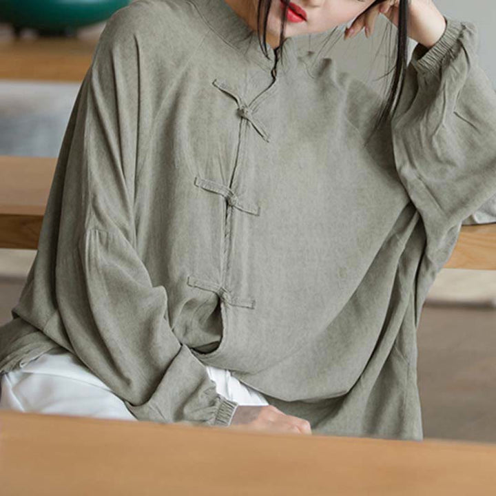 Buddha Stones Frog-Button Long Sleeve Shirt Zen Tai Chi Meditation Top Hanfu Clothing Jacket - image 20