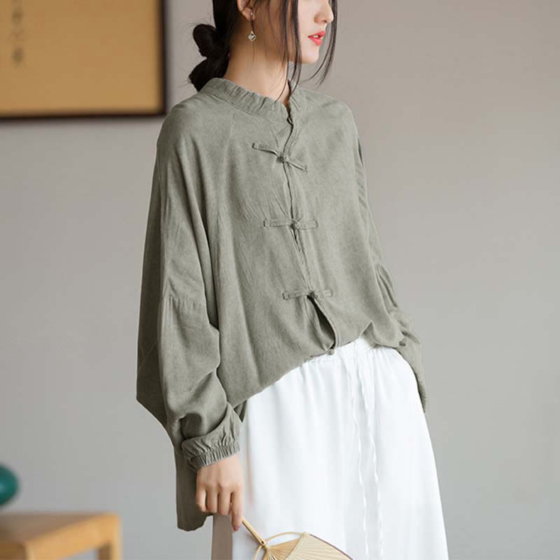 Buddha Stones Frog-Button Long Sleeve Shirt Zen Tai Chi Meditation Top Hanfu Clothing Jacket - image 18