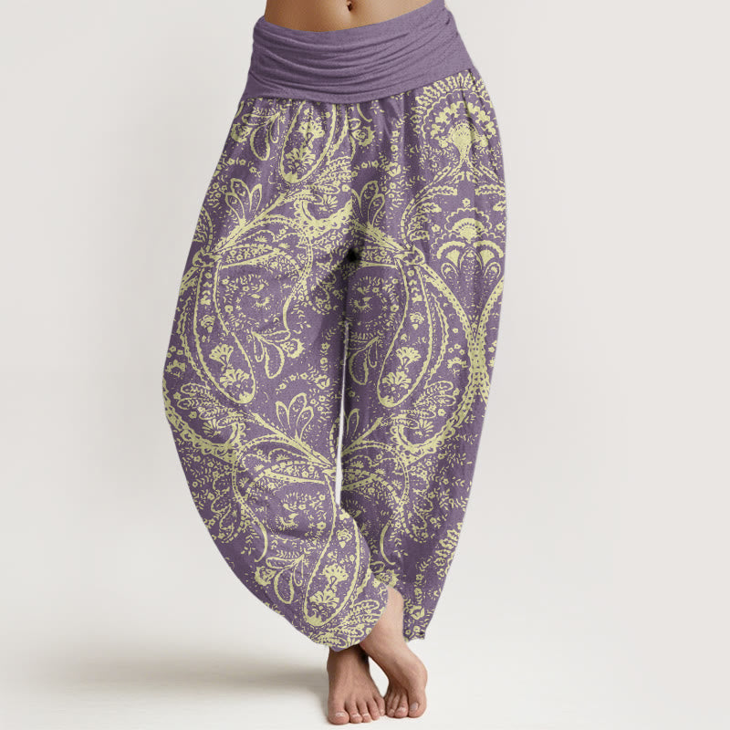 Buddha Stones Pure Cotton Flowers Paisley Patterns Women's Elastic Waist Harem Pants - MediumOrchid - US22，UK/AU26，EU54 (6XL) - image 6