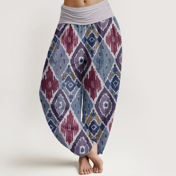 Buddha Stones Pure Cotton Plaid Printed Women's Elastic Waist Harem Pants - Thistle - US22，UK/AU26，EU54 (6XL) - image 8