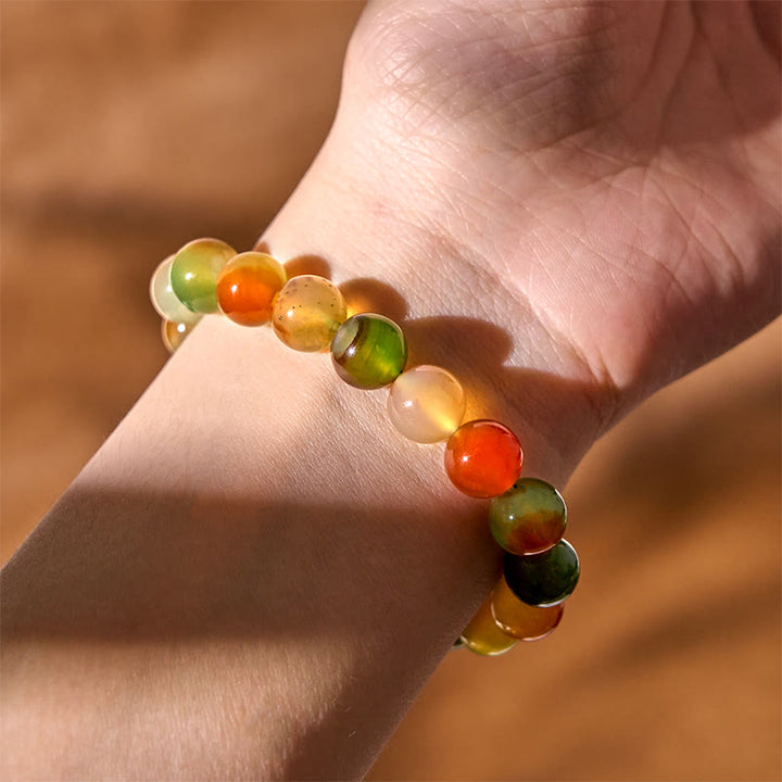 Buddha Stones Natural Colorful Peacock Agate Courage Purify Bracelet