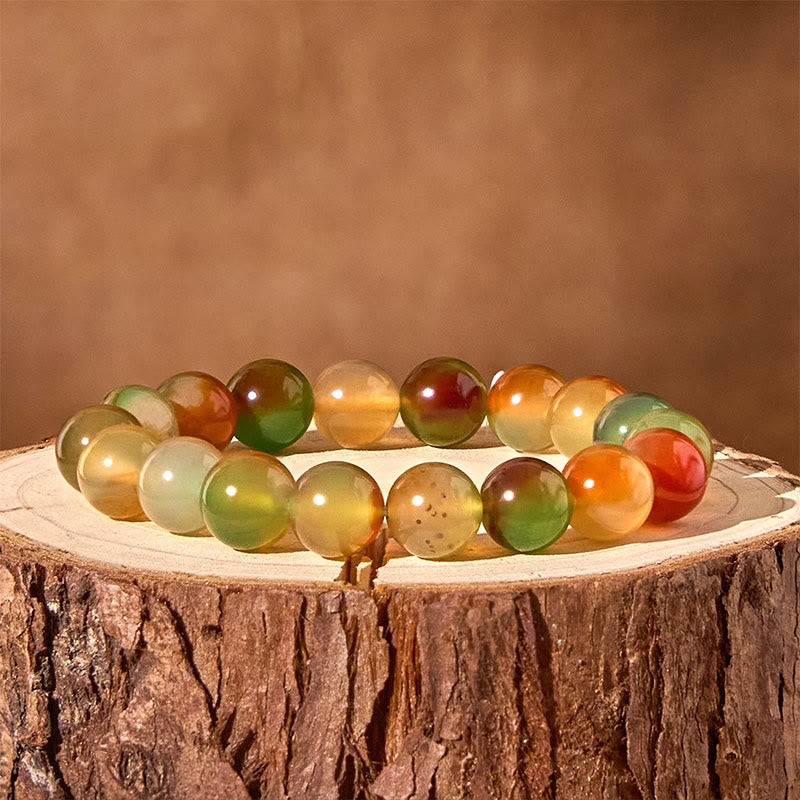 Buddha Stones Natural Colorful Peacock Agate Courage Purify Bracelet