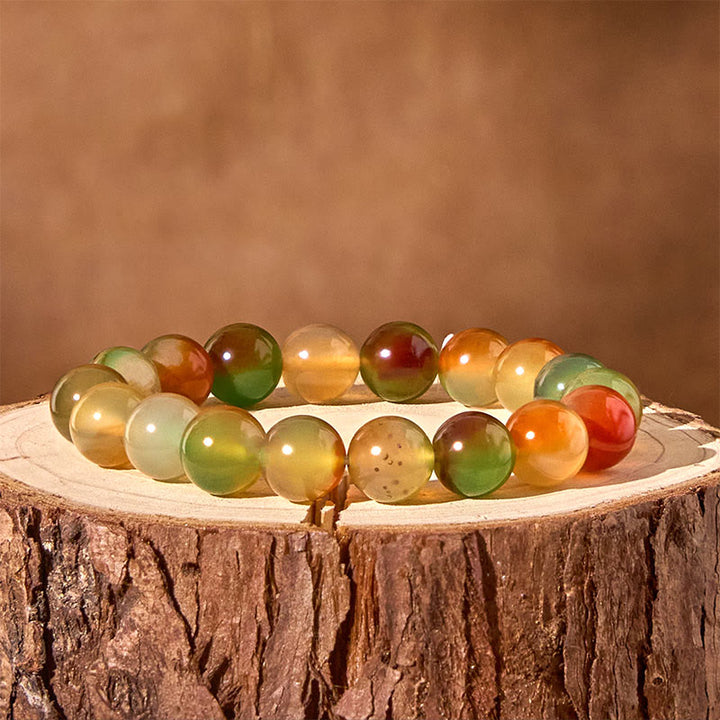 Buddha Stones Natural Colorful Peacock Agate Courage Purify Bracelet