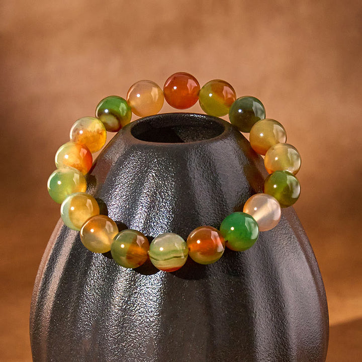 Buddha Stones Natural Colorful Peacock Agate Courage Purify Bracelet