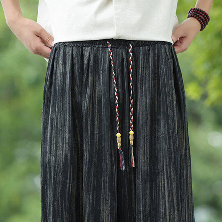 Buddha Stones Summer Black Stripes Drawstring Men's Harem Pants With Pockets - image 11