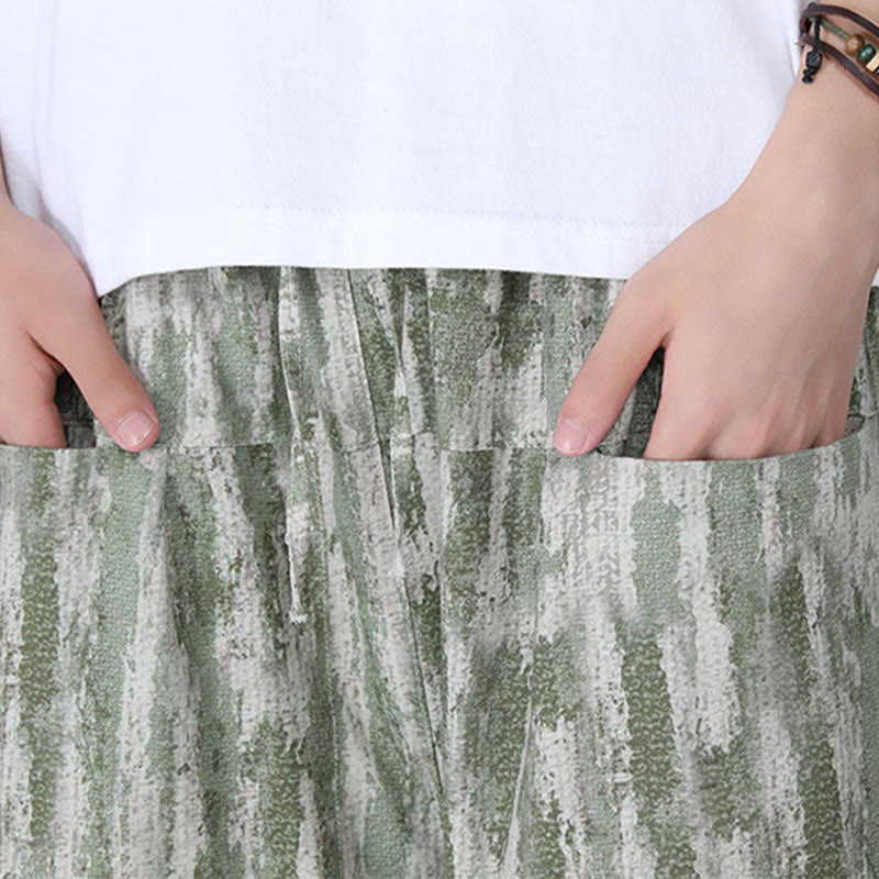 Buddha Stones Summer Stripes Cotton Linen Men's Capri Pants With Pockets - image 16