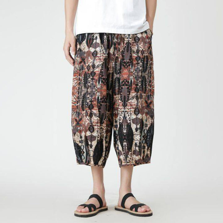 Buddha Stones Summer Square Patchwork Elephant Mandala Geometry Cotton Linen Men's 7-8 Length Pants With Pockets - image 18