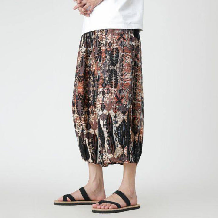 Buddha Stones Summer Square Patchwork Elephant Mandala Geometry Cotton Linen Men's 7-8 Length Pants With Pockets - image 15
