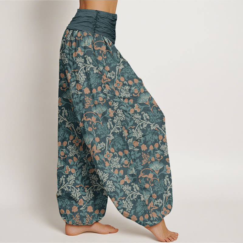 Buddha Stones Casual Flower Vine Leaves Pattern Women's Elastic Waist Harem Pants - image 2