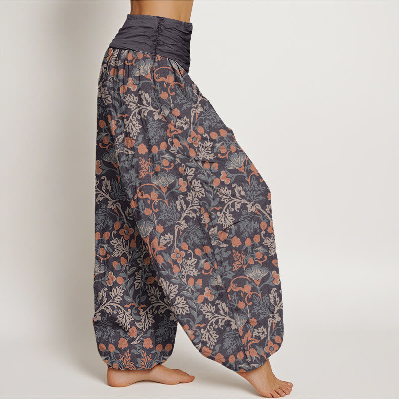 Buddha Stones Casual Flower Vine Leaves Pattern Women's Elastic Waist Harem Pants - image 5