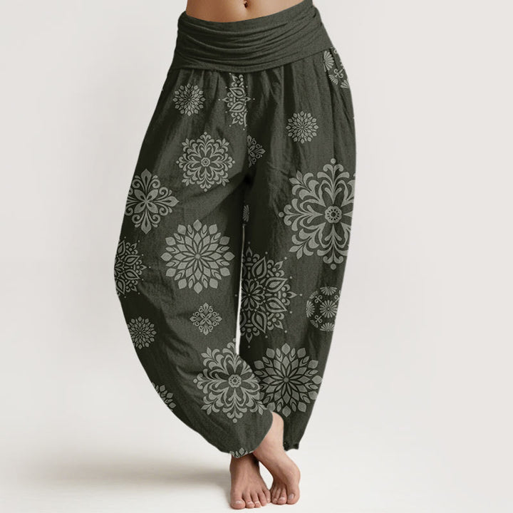 Buddha Stones Casual Mandala Pattern Women's Elastic Waist Harem Pants - DarkOliveGreen - US22，UK/AU26，EU54 (6XL) - image 8