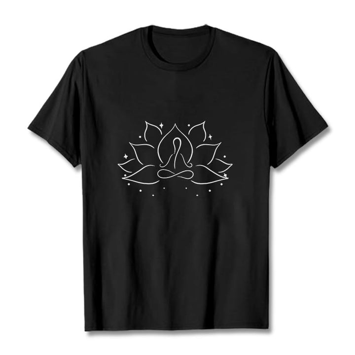 Buddha Stones Lotus Flower Meditative Yoga Pose Design Tee T-shirt - Black - 2XL - image 4