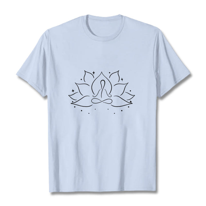 Buddha Stones Lotus Flower Meditative Yoga Pose Design Tee T-shirt - LightCyan - 2XL - image 19
