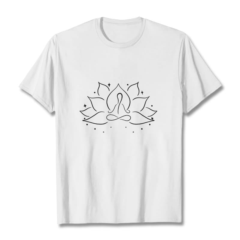 Buddha Stones Lotus Flower Meditative Yoga Pose Design Tee T-shirt - White - 2XL - image 8