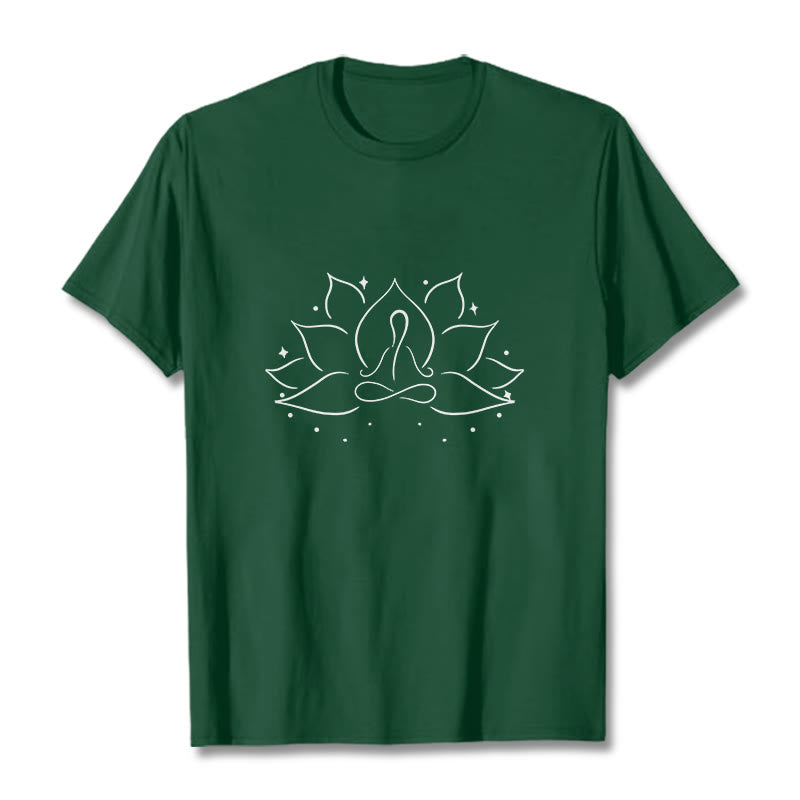 Buddha Stones Lotus Flower Meditative Yoga Pose Design Tee T-shirt - ForestGreen - 2XL - image 1