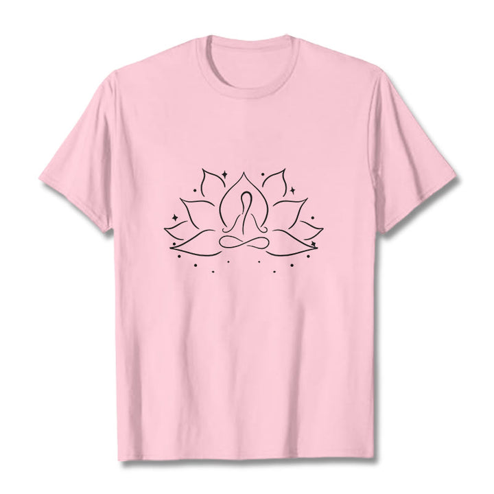 Buddha Stones Lotus Flower Meditative Yoga Pose Design Tee T-shirt - LightPink - 2XL - image 13