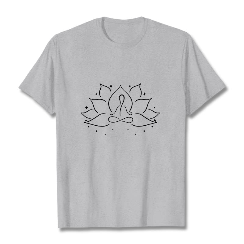 Buddha Stones Lotus Flower Meditative Yoga Pose Design Tee T-shirt - LightGrey - 2XL - image 20