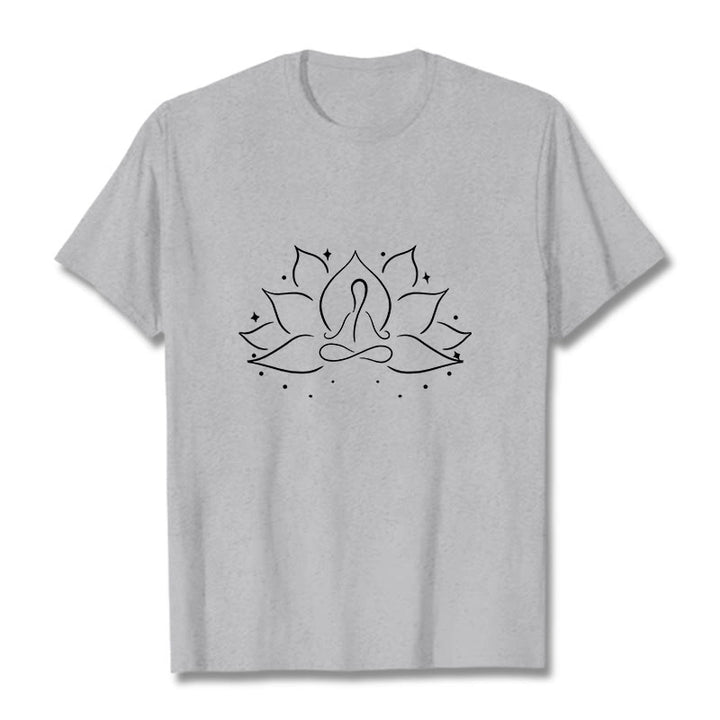Buddha Stones Lotus Flower Meditative Yoga Pose Design Tee T-shirt - LightGrey - 2XL - image 20