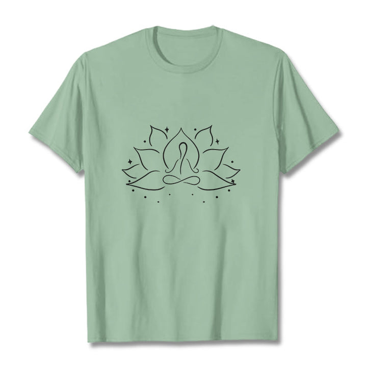 Buddha Stones Lotus Flower Meditative Yoga Pose Design Tee T-shirt - PaleGreen - 2XL - image 15