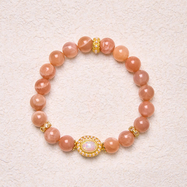 Buddha Stones Natural Peach Moonstone Adjustable Soothing Bracelet