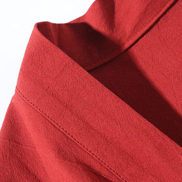 Buddha Stones Embroidery Flying White Cranes Cotton Linen Open Front Jacket Men's Kimono - image 6