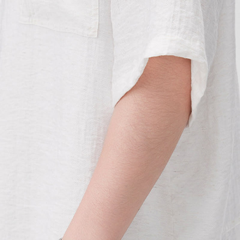 Buddha Stones Summer Plain Half Buttons Design Men's Half Sleeve Shirt - image 5