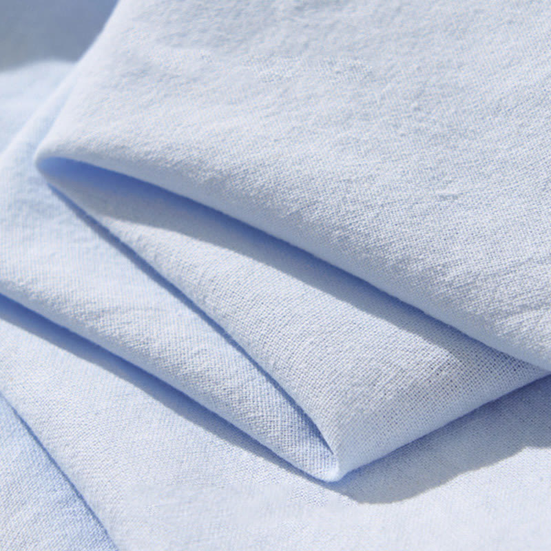 Buddha Stones Summer Solid Men's Half Button Short Sleeve Cotton Shirt - image 9